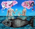 Painting by Maria Kononov from 2020 called "Modern Mermaids"