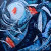 Painting by Maria Kononov from 2022 called "Whale Songs"