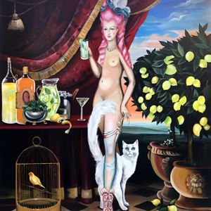 Painting by Maria Kononov from 2021 called "Breakfast of Marie Antoinette"