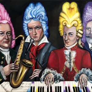 Painting by Maria Kononov from 2021 called "Composers"