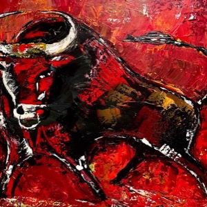 Painting by Maria Kononov from 2021 called "Toro Negro"
