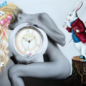Painting by Maria Kononov from 2022 called "Alice in Wonderland"