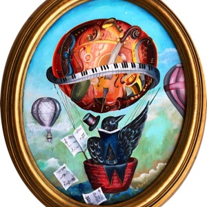 Painting by Maria Kononov from 2021 called "The Conductor"